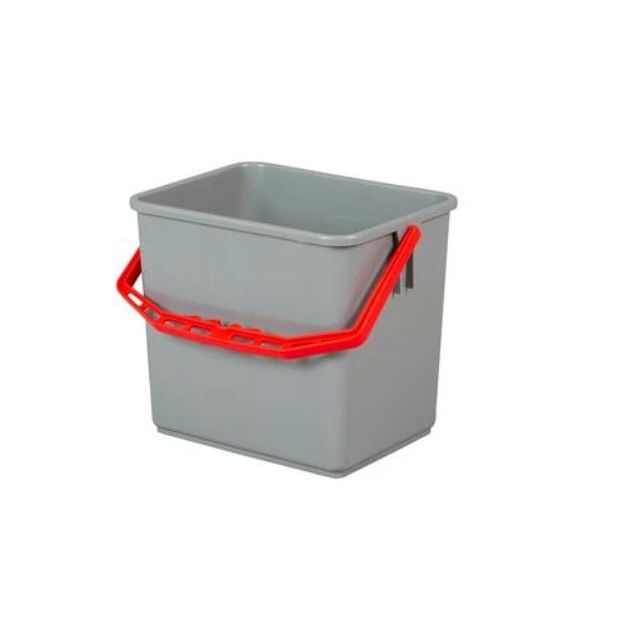 Tina Trolleys inventarspand grå med rød hank i robust PP materiale