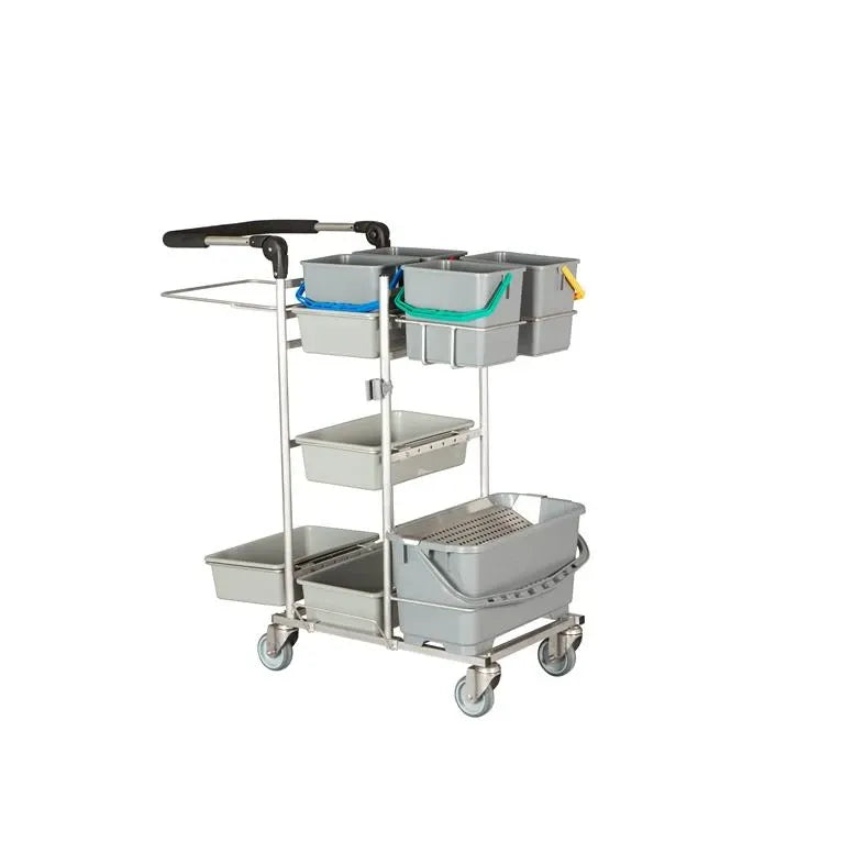 Tina Trolleys Rengøringsvogn Rustfri 4 spande og drypsystem 779207011RF