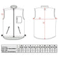 Portwest S418 vendbar bodywarmer størrelsesguide tabel og diagram