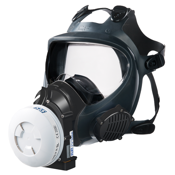 STS Shigematsu Sync 01 helmaske med turbo åndedrætsværn og VP3 filter.