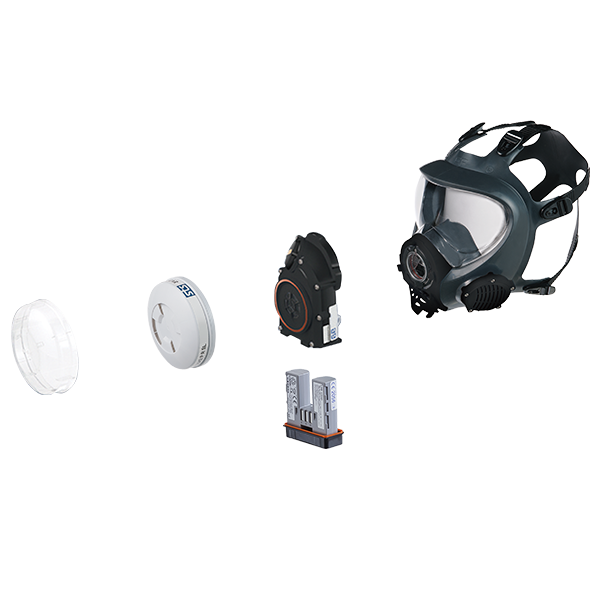 STS SHIGEMATSU Helmaske Sync 01 Starter Kit Turbo åndedrætsværn pakket ud