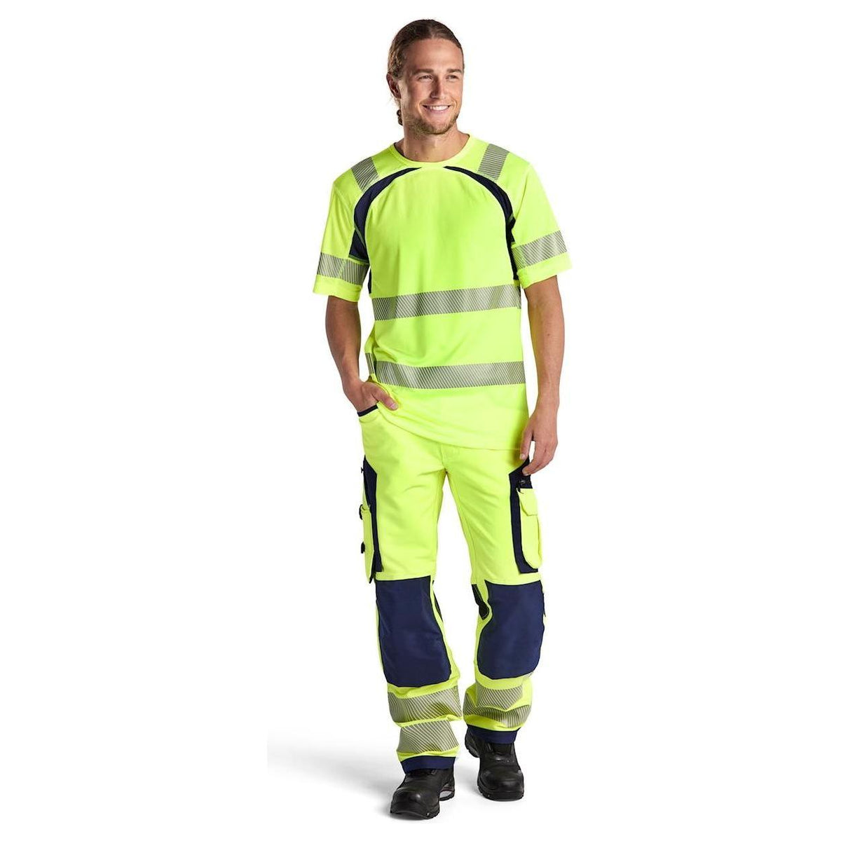BLÅKLÄDER 1197 High vis buks 4 - vejs stretch herre - Sikkerhedsgiganten