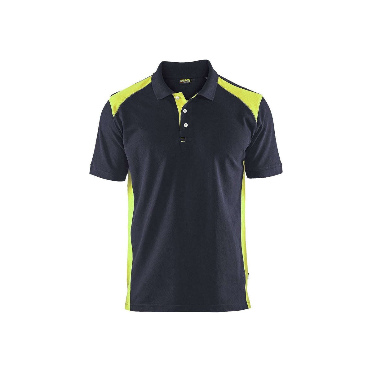 BLÅKLÄDER 3324 Poloshirt - Mørk Marineblå/High Vis Gul Herre - Sikkerhedsgiganten