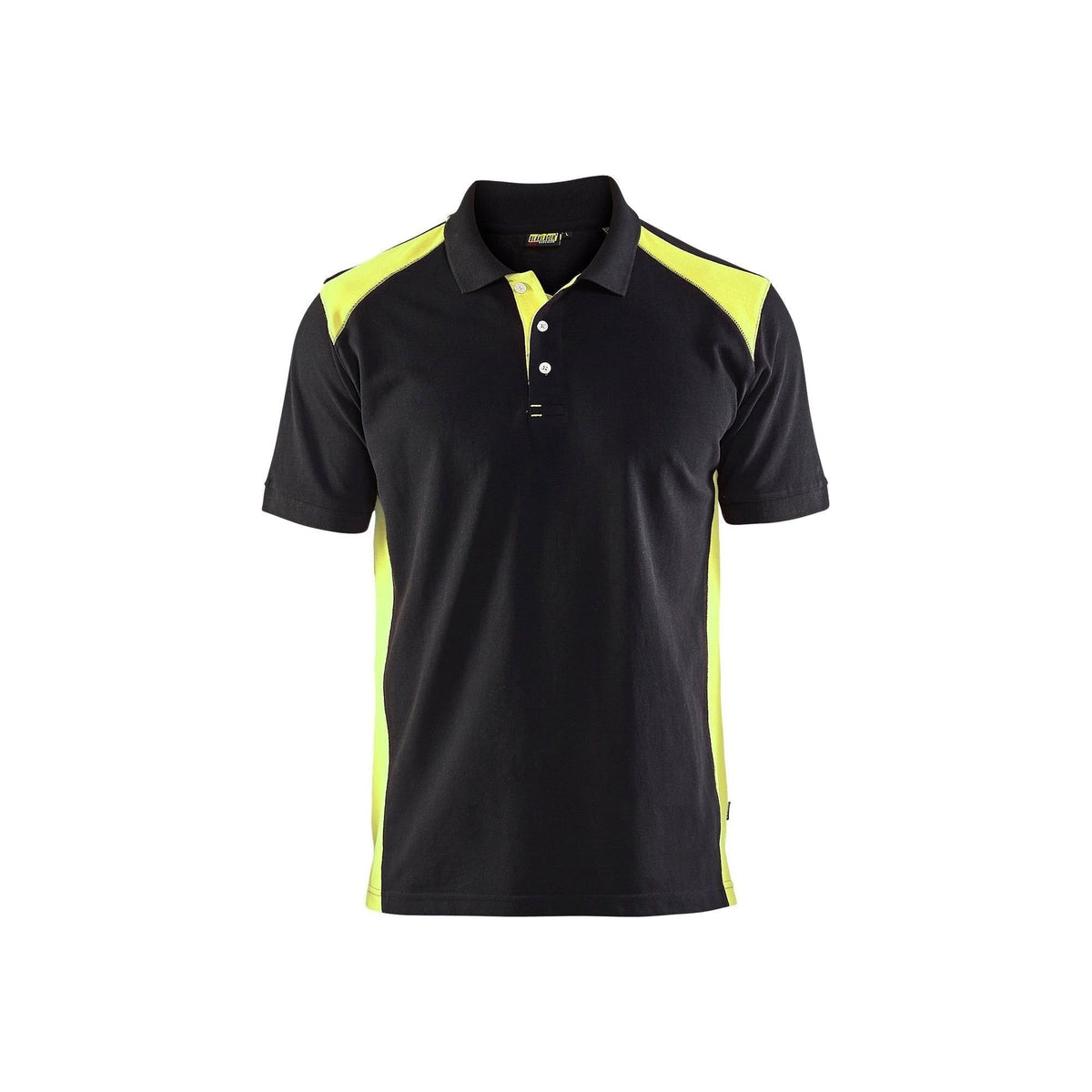 BLÅKLÄDER 3324 Poloshirt - Sort/High Vis Gul Herre - Sikkerhedsgiganten