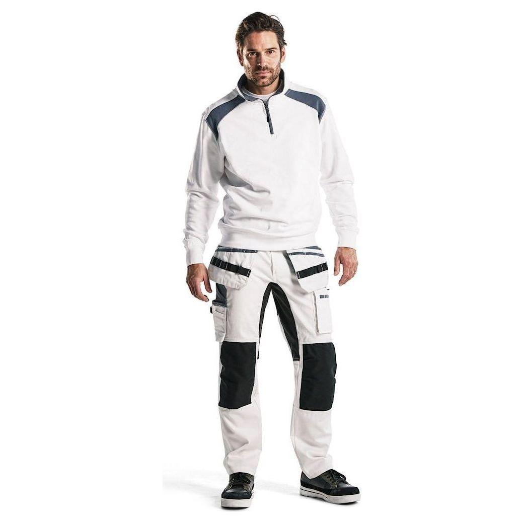 BLÅKLÄDER 3353 Sweatshirt half zip - Hvid/Mørk Grå Herre - Sikkerhedsgiganten