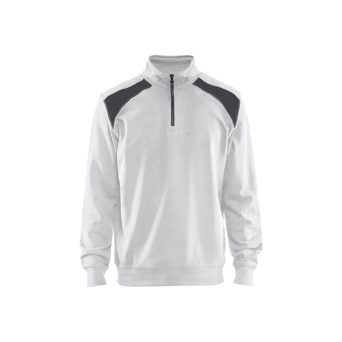 BLÅKLÄDER 3353 Sweatshirt half zip - Hvid/Mørk Grå Herre - Sikkerhedsgiganten