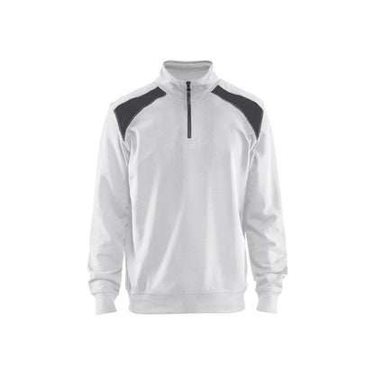 BLÅKLÄDER 3353 Sweatshirt half zip - Hvid/Mørk Grå Herre - Sikkerhedsgiganten
