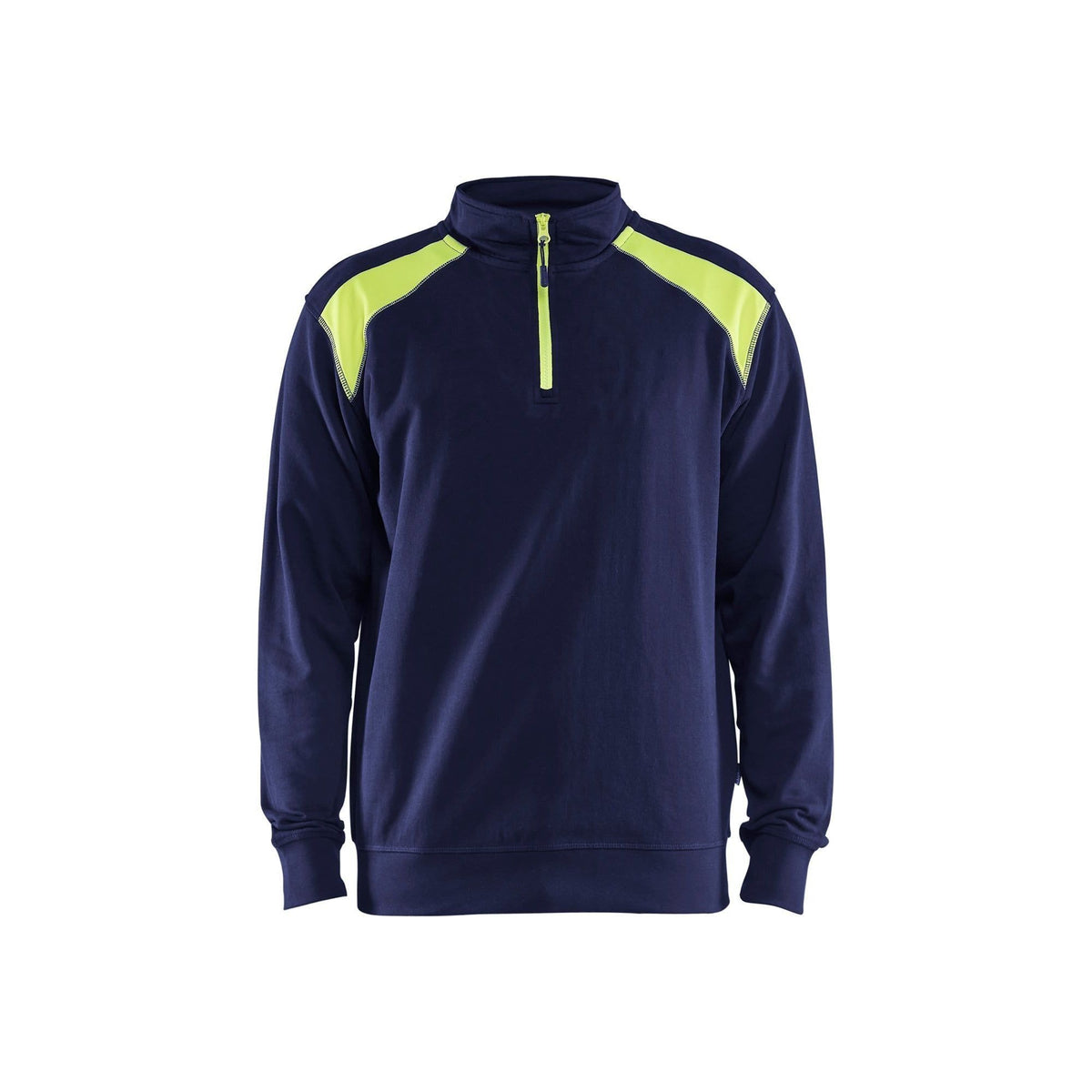 BLÅKLÄDER 3353 Sweatshirt half zip - Marineblå/High Vis Gul Herre - Sikkerhedsgiganten