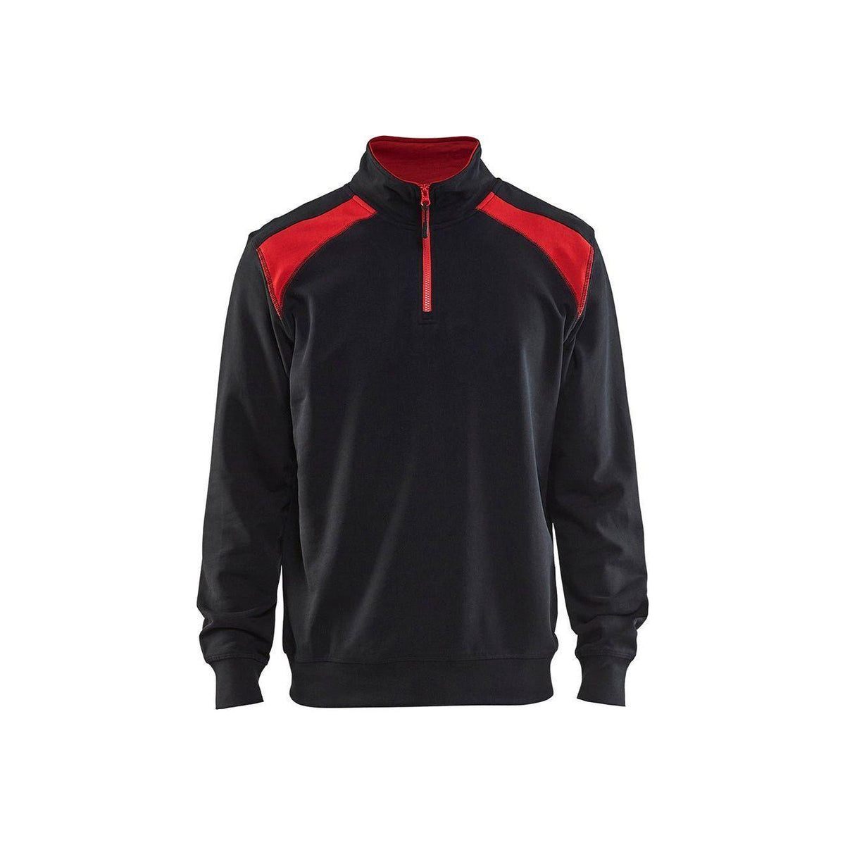BLÅKLÄDER 3353 Sweatshirt half zip - Sort/Rød Herre - Sikkerhedsgiganten