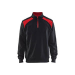 BLÅKLÄDER 3353 Sweatshirt half zip - Sort/Rød Herre - Sikkerhedsgiganten