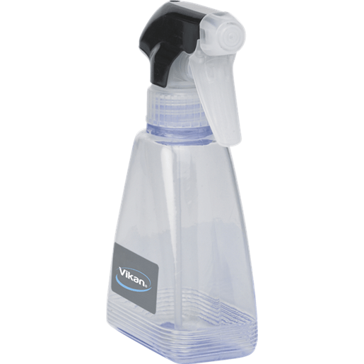 Bruseflaske, Vikan, 250 ml, klar, PVC, med sort sprayhoved - Sikkerhedsgiganten