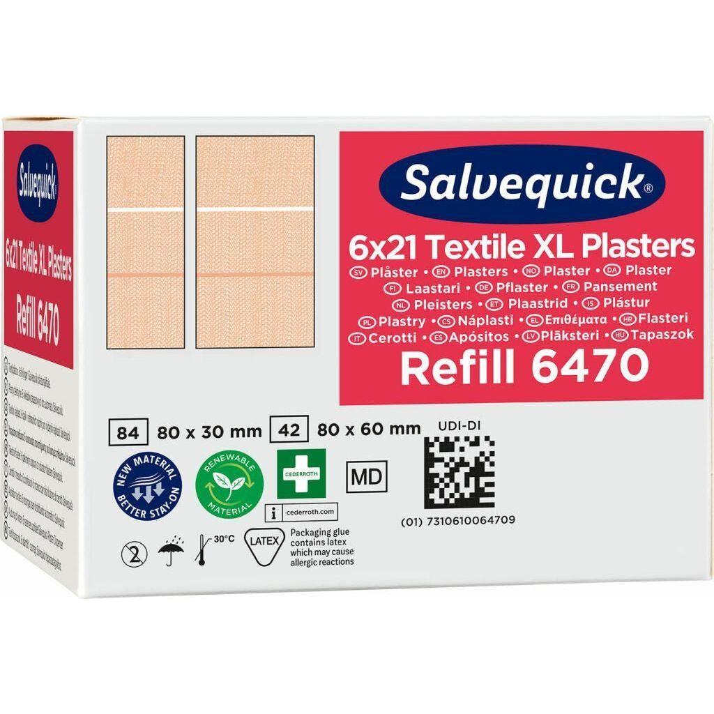 Cederroth tekstil plaster XL refill 6470 - 6 pakker x 21 stk - Sikkerhedsgiganten