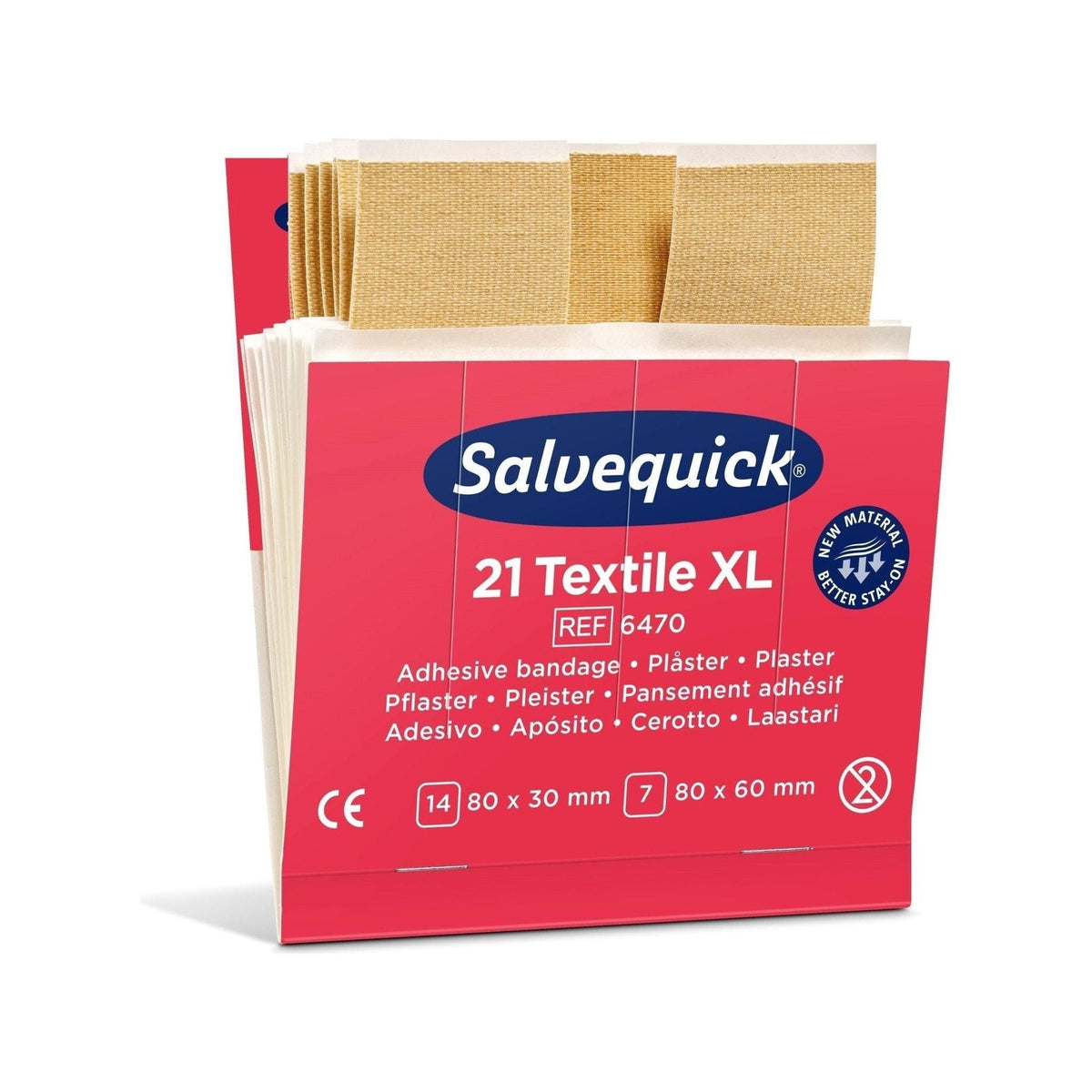 Cederroth tekstil plaster XL refill 6470 - 6 pakker x 21 stk - Sikkerhedsgiganten