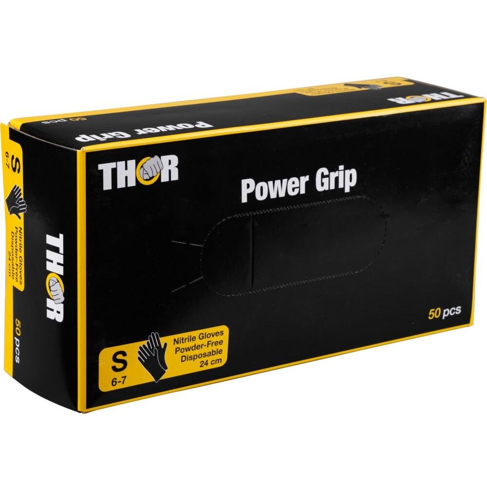 Engangshandske, THOR Power Grip, sort, nitril, pudderfri - Sikkerhedsgiganten