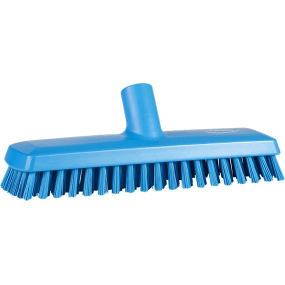 Gulvskrubbe med vandgennemløb, Vikan, flere farver, PP/polyester/rustfrit stål, 27 cm, meget stive børstehår'