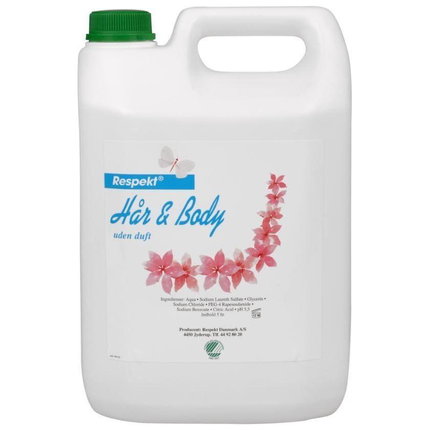Hår og bodyshampoo 5000 ml, uden farve og parfume - Sikkerhedsgiganten