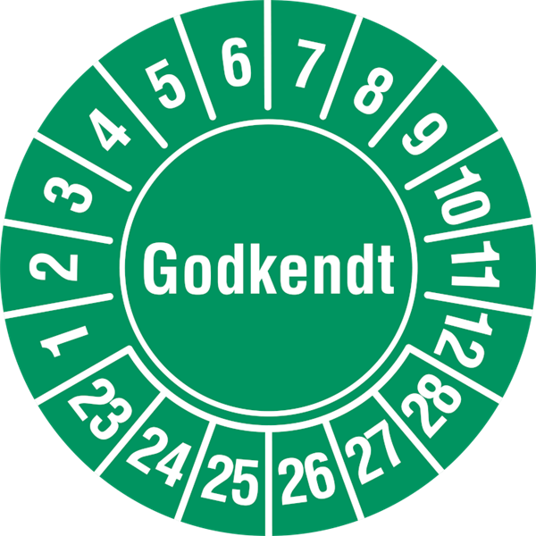 Kalibreringsmærke Godkendt ark à 10 stk. - Ø 30 mm - Sikkerhedsgiganten
