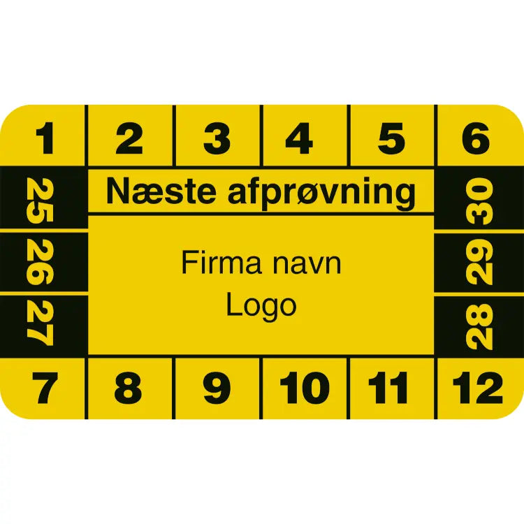 Kalibreringsmærke Godkendt med felt til eget logo ark à 10 stk. - 30 x 50 mm (2024 - 2029) - Sikkerhedsgiganten