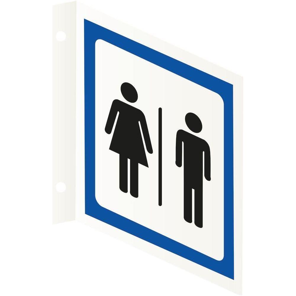 L - skilt Dame / Herre symbol aluminium 200 x 200 mm 2 - sidet - Sikkerhedsgiganten