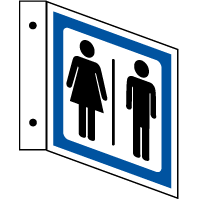 L - skilt Dame / Herre symbol aluminium 200 x 200 mm 2 - sidet - Sikkerhedsgiganten