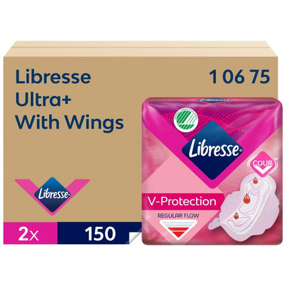 Libresse Ultra+ Wing Refill - Ultratynde Bind med Vinger - 150 stk. - Sikkerhedsgiganten Toilethygiejne