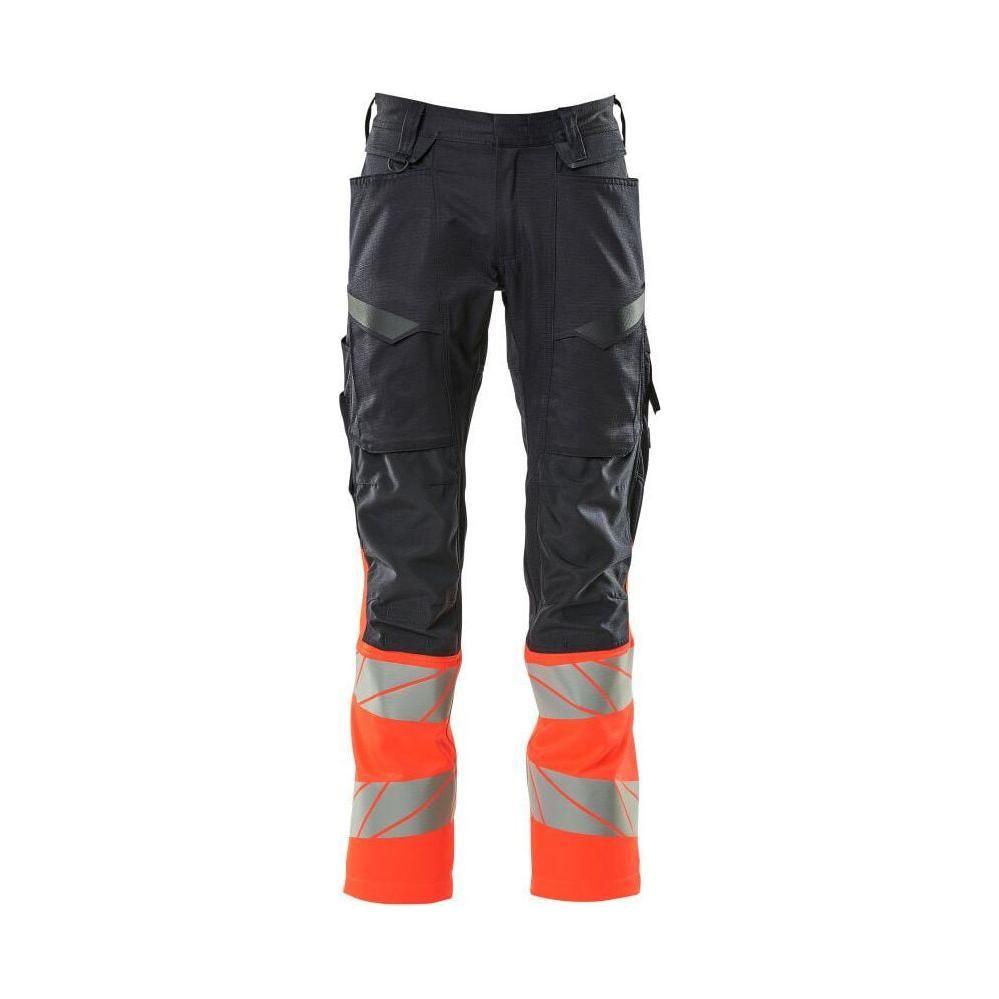 Mascot® Accelerate Safe Bukser med Knælommer, stretch - zoner - 19679 - 236 - mørk marine/Hi - Vis rød klasse 1