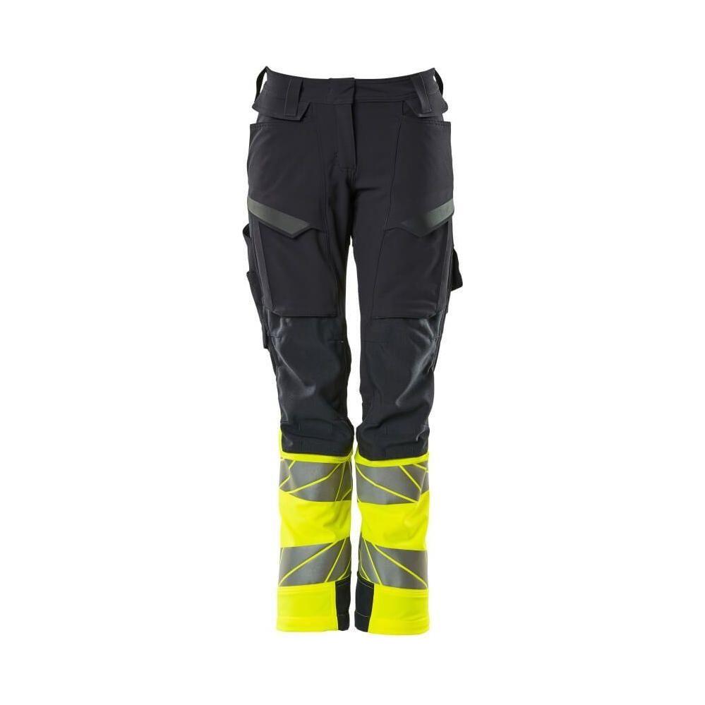 Mascot®Accelerate Safe Arbejdsbukser knælommer dame pasform stretch 19178 - 511 - 01017 mørk marine/hi - vis gul
