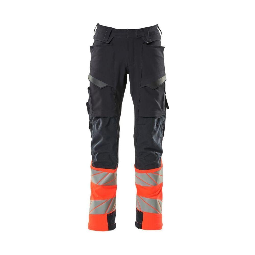 Mascot®Accelerate Safe Bukser Knælommer, Full Stretch 19179 - 511 - 10222 mørk marine/hi - vis rød