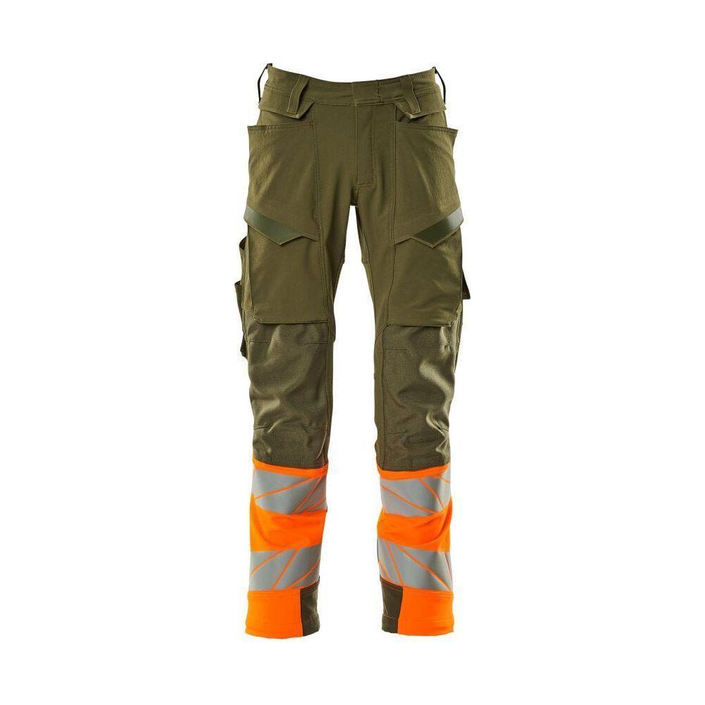 Mascot®Accelerate Safe Bukser Knælommer, Full Stretch 19179 - 511 - 3314 mosgrøn/orange