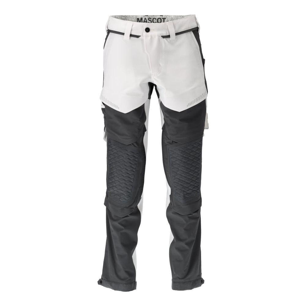 Mascot®Customized Arbejdsbukser, Knælommer, stretch 22279 - 605 - 0689 Hvid/Stengrå - Sikkerhedsgiganten