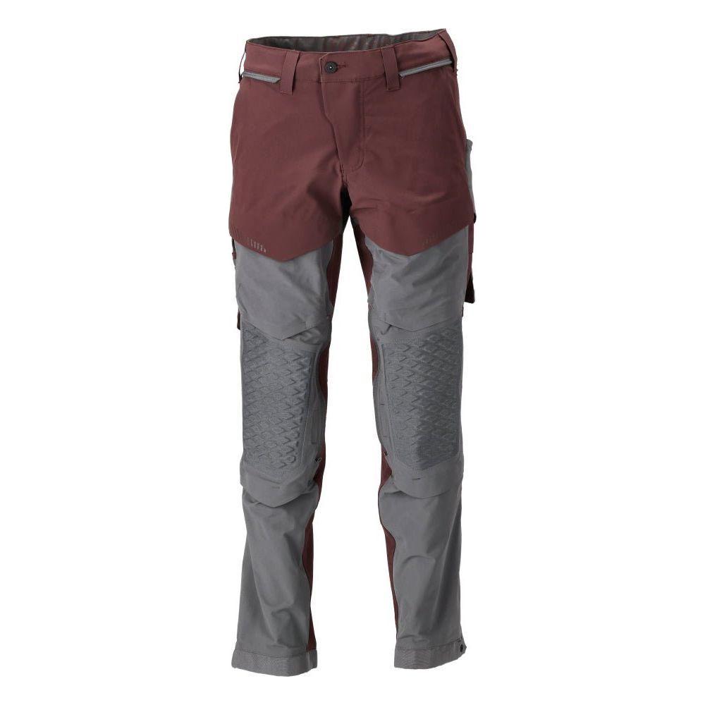 Mascot®Customized Bukser, Knælommer, stretch 22279 - 605 - 2289 bordeaux/stengrå - Sikkerhedsgiganten