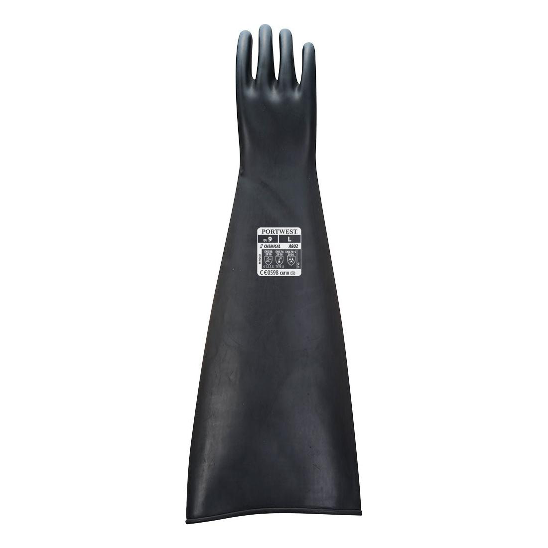 Portwest A803 - Kraftig latex handske - 600mm Sort - Sikkerhedsgiganten Handsker