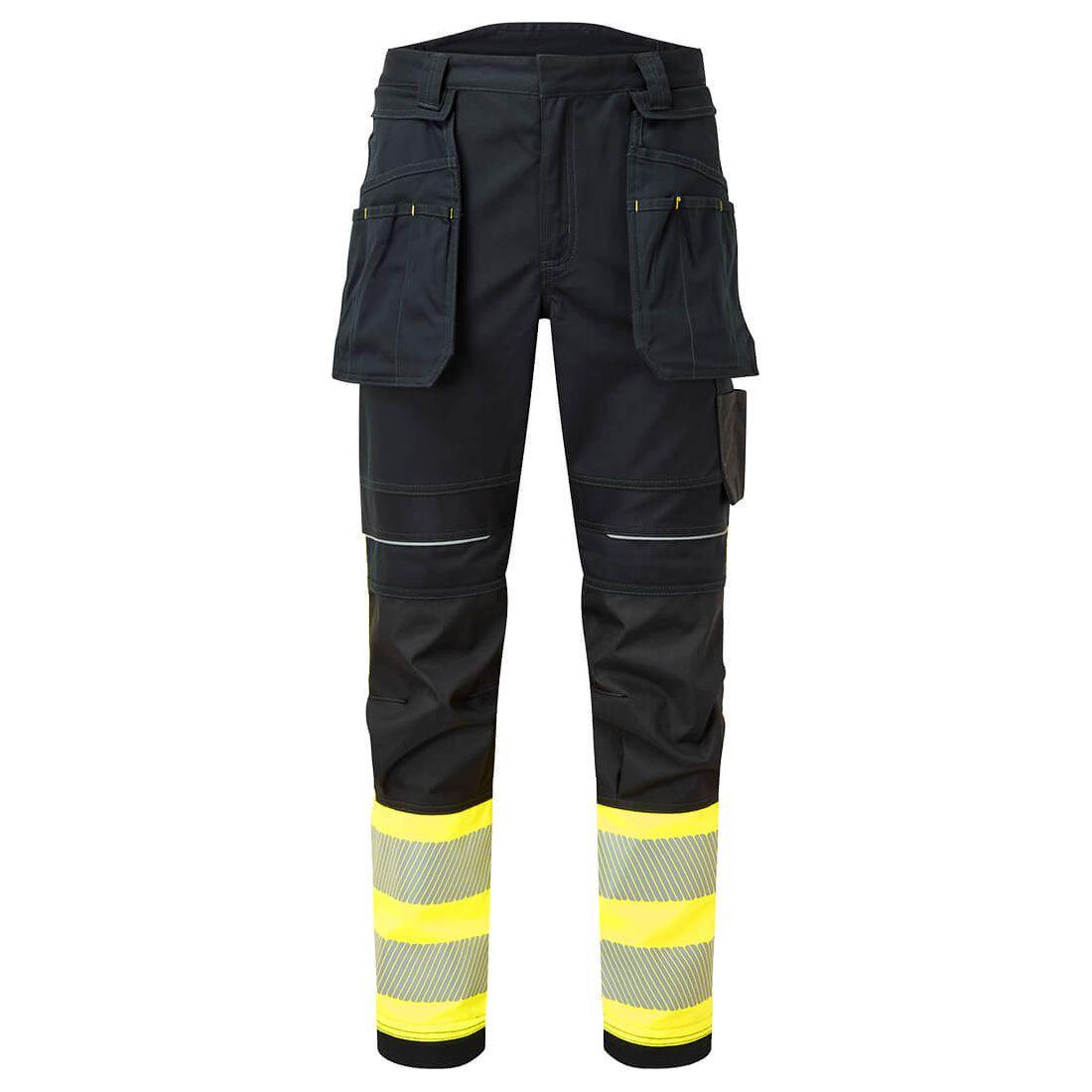 Portwest FR416 - PW3 FR Hi - vis klasse 1 hængelomme bukser Gul/Sort - Sikkerhedsgiganten