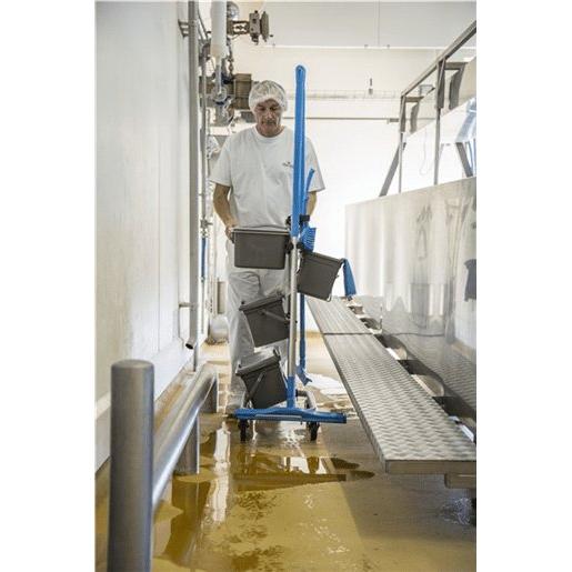 Rengøringsvogn, Vikan Slimliner, 795x400x830mm, grå, metal/PVC/PP/aluminium, til fugtsystem, med til - Sikkerhedsgiganten