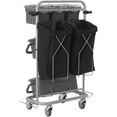Rengøringsvogn, Vikan Slimliner, 795x400x830mm, grå, metal/PVC/PP/aluminium, til fugtsystem, med til - Sikkerhedsgiganten