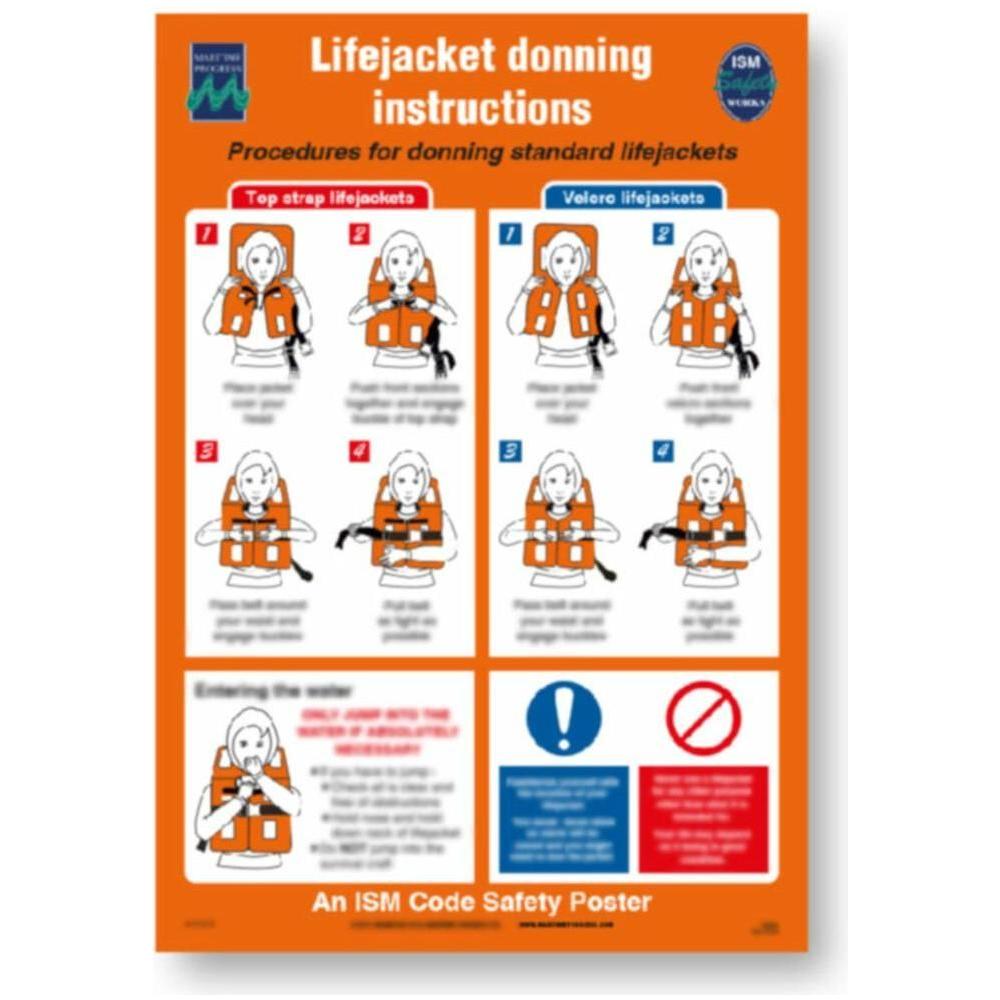 Sign IMO 1086 Lifejacket Donning 125326 - Sikkerhedsgiganten