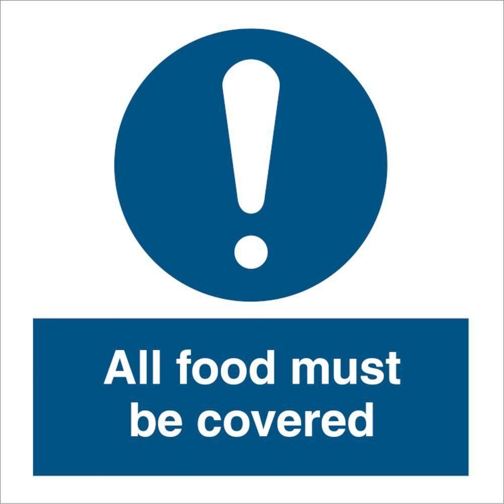 Sign IMO All food must be covered 106276 - Sikkerhedsgiganten