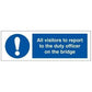 Sign IMO All visitors to report to the duty officer on the bridge 106212 - Sikkerhedsgiganten