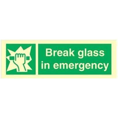 Sign IMO Break glass in emergency 102020 - Sikkerhedsgiganten