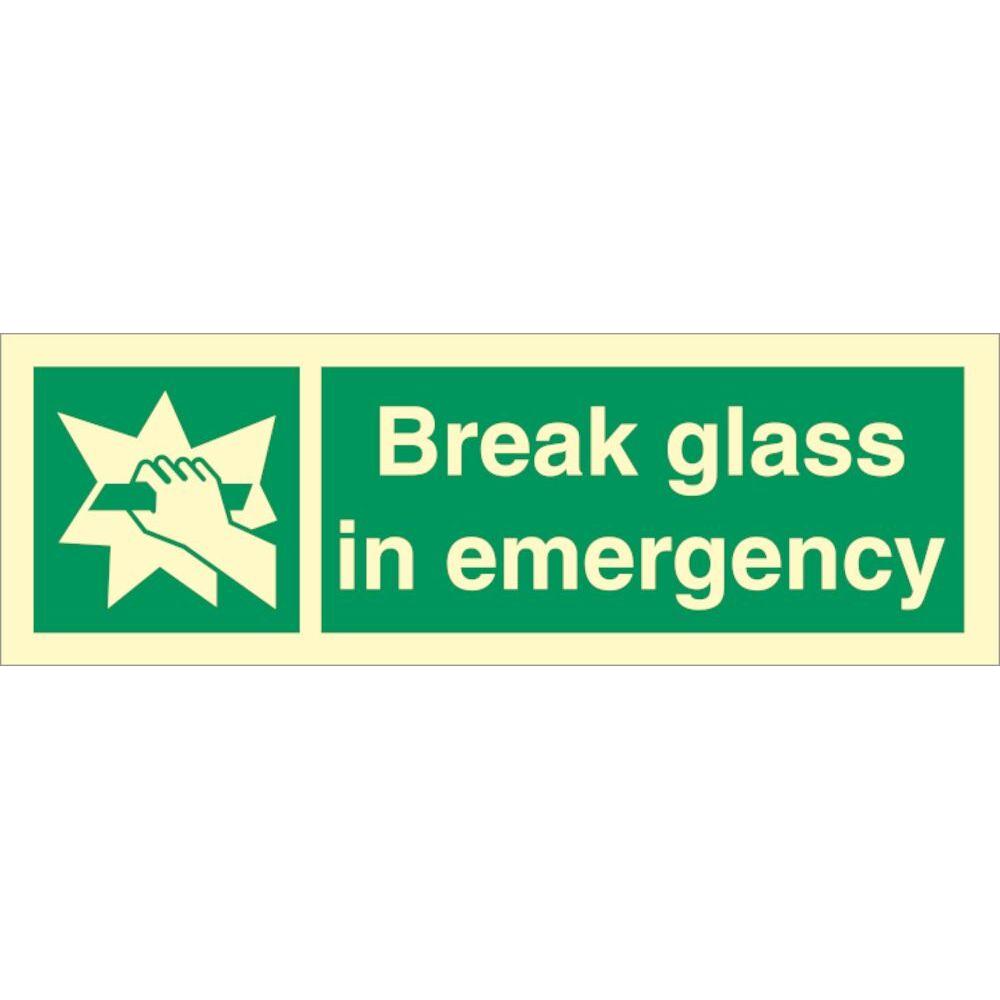 Sign IMO Break glass in emergency 102020 - Sikkerhedsgiganten