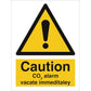 Sign IMO Caution CO2 alarm vacate immediately 107017 - Sikkerhedsgiganten