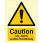 Sign IMO Caution CO2 alarm vacate immediately 107017 - Sikkerhedsgiganten