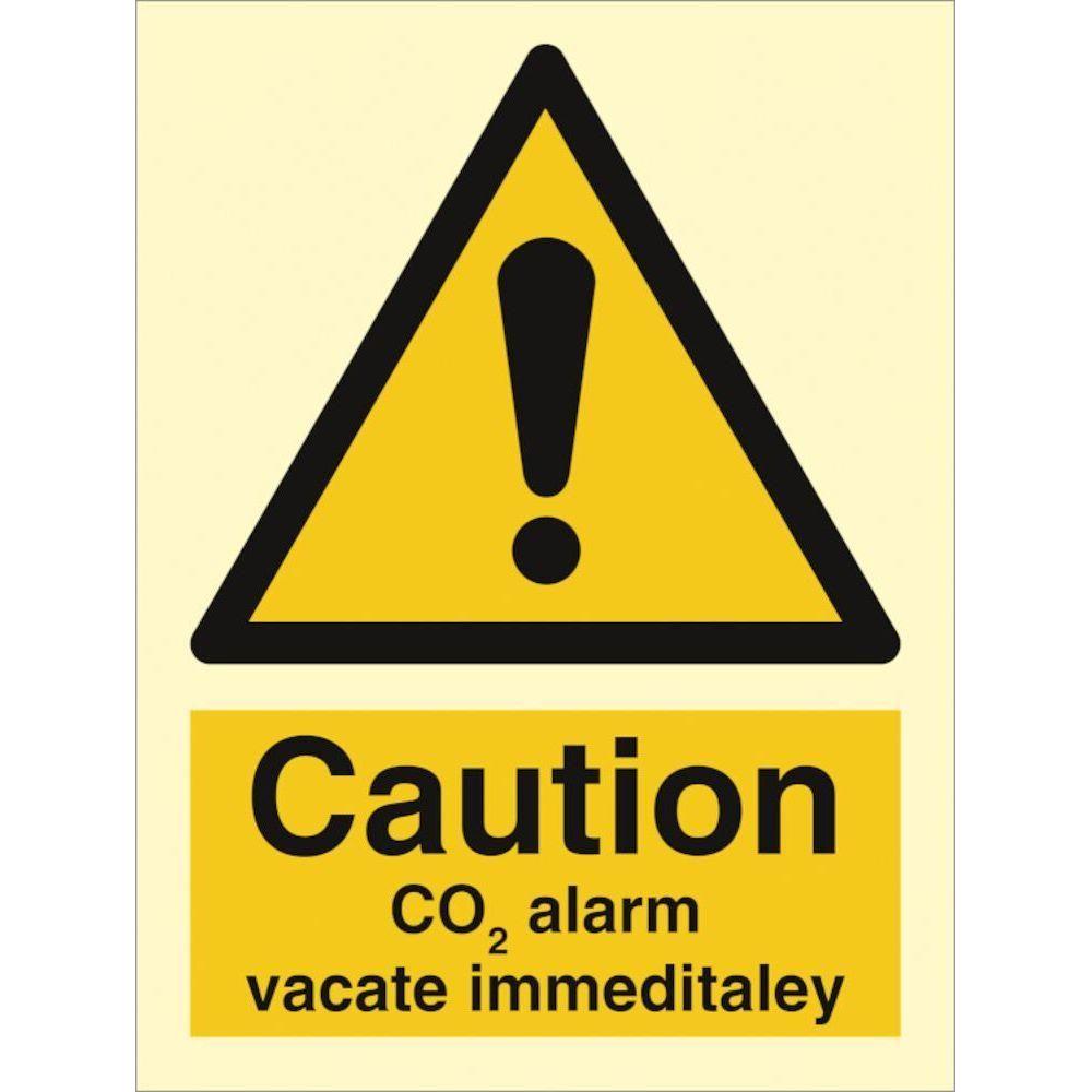 Sign IMO Caution CO2 alarm vacate immediately 107017 - Sikkerhedsgiganten