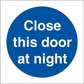 Sign IMO Close this door at night 106123 - Sikkerhedsgiganten