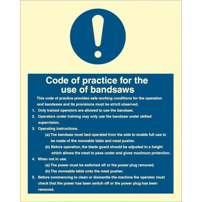 Sign IMO Code of practice for the use of bandsaws 106091 - Sikkerhedsgiganten