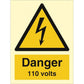 Sign IMO Danger 110 volts 107035 - Sikkerhedsgiganten