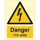Sign IMO Danger 115 volts 107053 - Sikkerhedsgiganten