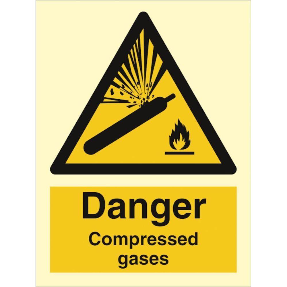 Sign IMO Danger Compressed gas 107044 - Sikkerhedsgiganten