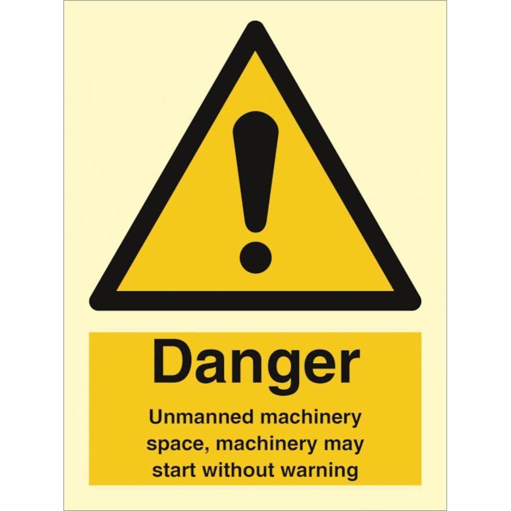 Sign IMO Danger Unmanned machinery space... 107059 - Sikkerhedsgiganten
