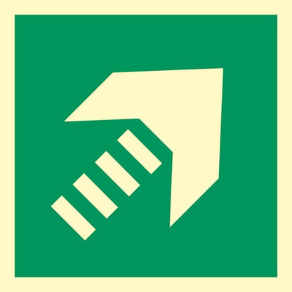 Sign IMO Diagonal arrow secondary escape route 103137 - Sikkerhedsgiganten